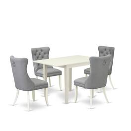 East West Furniture - 5 Piece Kitchen Set Consists of a Rectangle Dining Table with Dropleaf - White