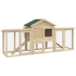 Pawhut - Chicken Coop ith Nesting Box, Double Runs, Removable Tray, Ramps - Natural Wood