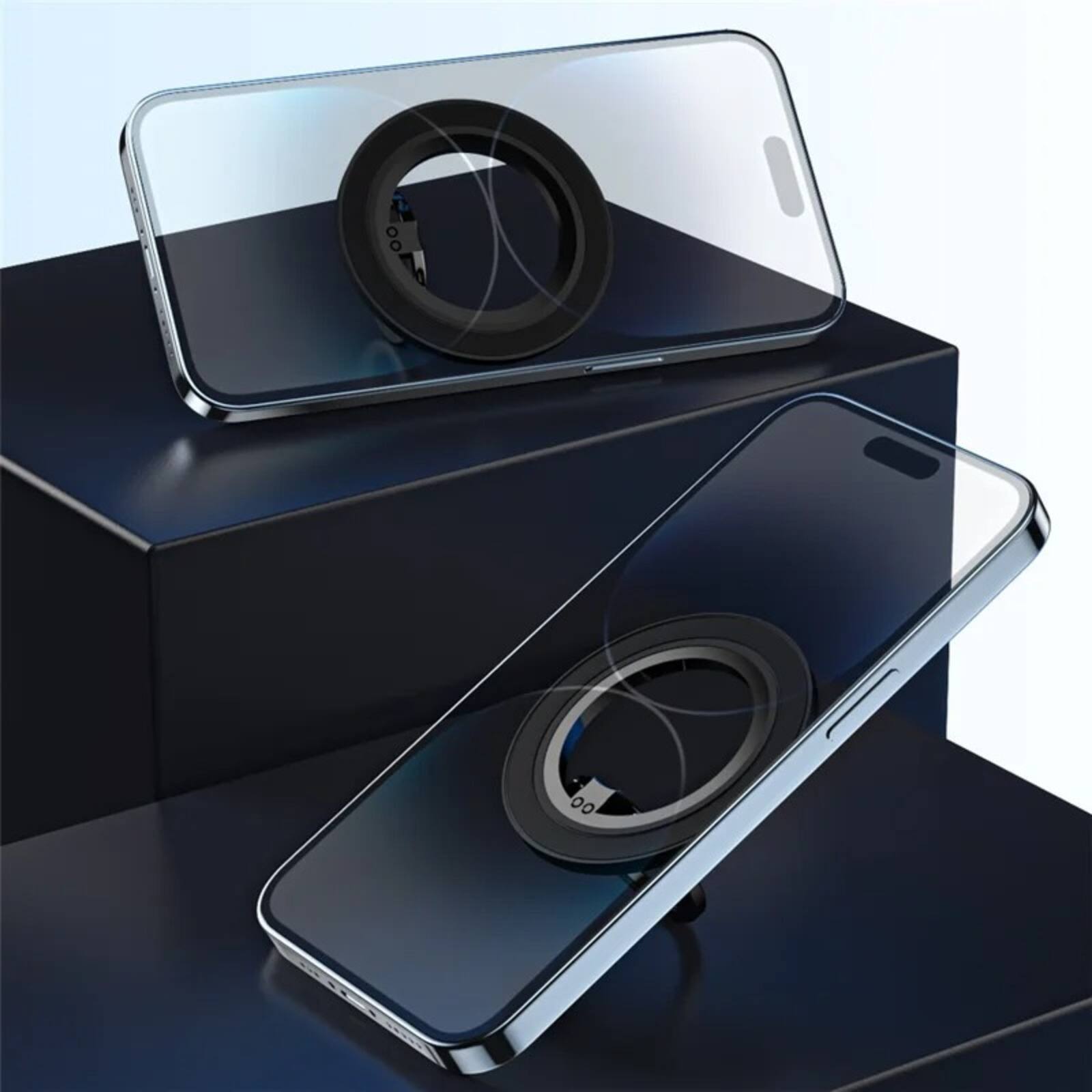 Alt View 3. UUCOVER - Magnetic Phone Ring Holder Compatible with MagSafe, Magnetic Cell Phone Finger Grip Stand 180° Rotating Metal Kickstand - Blue.