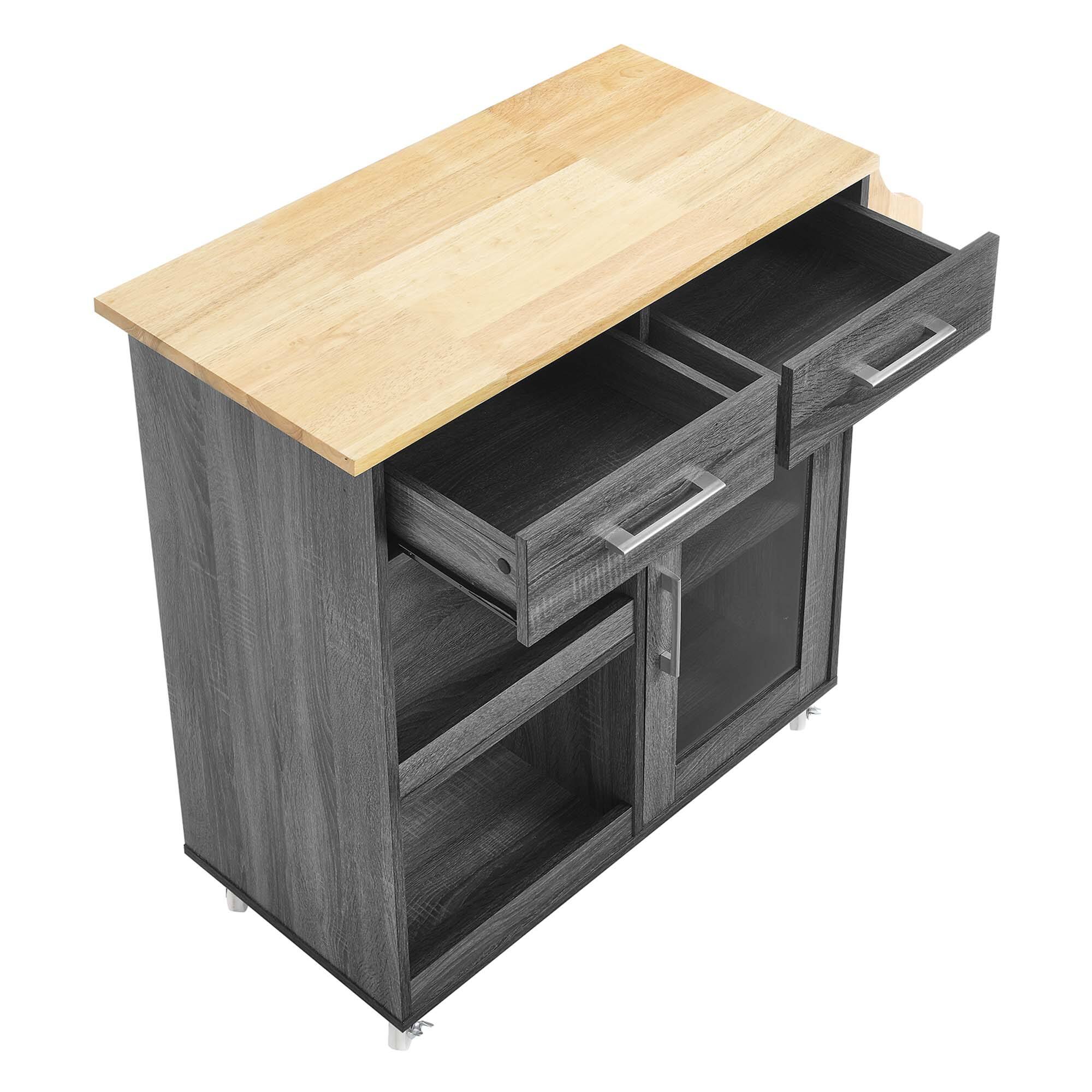 Alt View 6. Modway - Culinary Kitchen Cart With Spice Rack by Modway - Charcoal Natural.