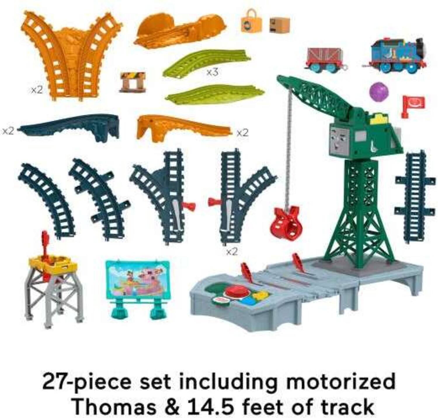 The corrected text is:

"27-piece set including motorized Thomas & 14.5 feet of track"