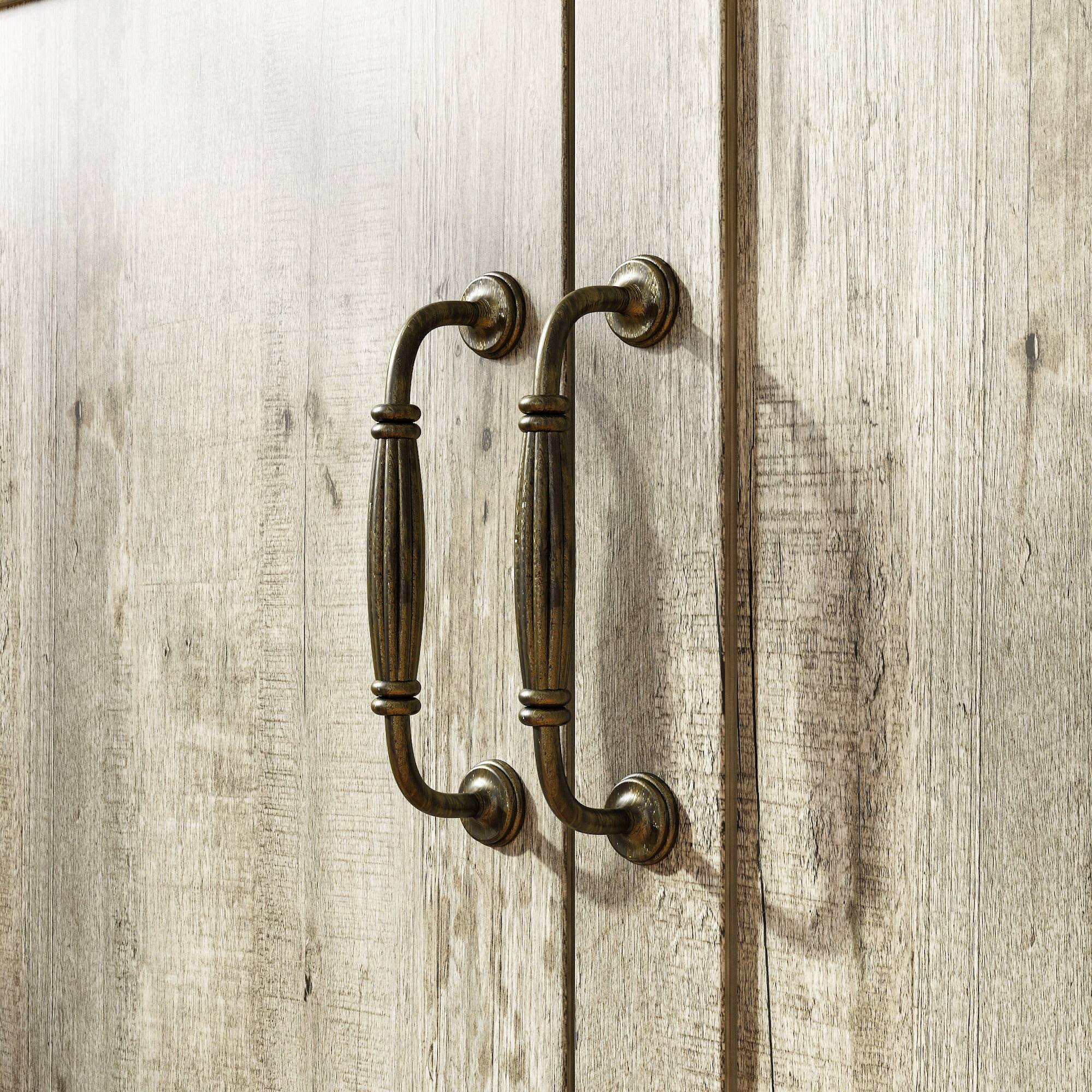 Alt View 1. FUFU & GAGA - Mid-Century Storage Cabinet with Bronze Bridge Handles and Multi-Compartment Design for Living Room or Dining Room - Gray.