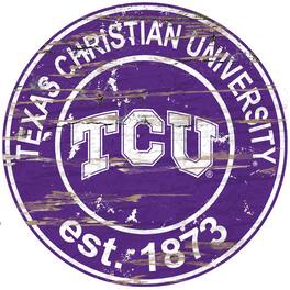 Fan Creations - TCU Horned Frogs 23.5" Distressed Round Sign - Multicolor