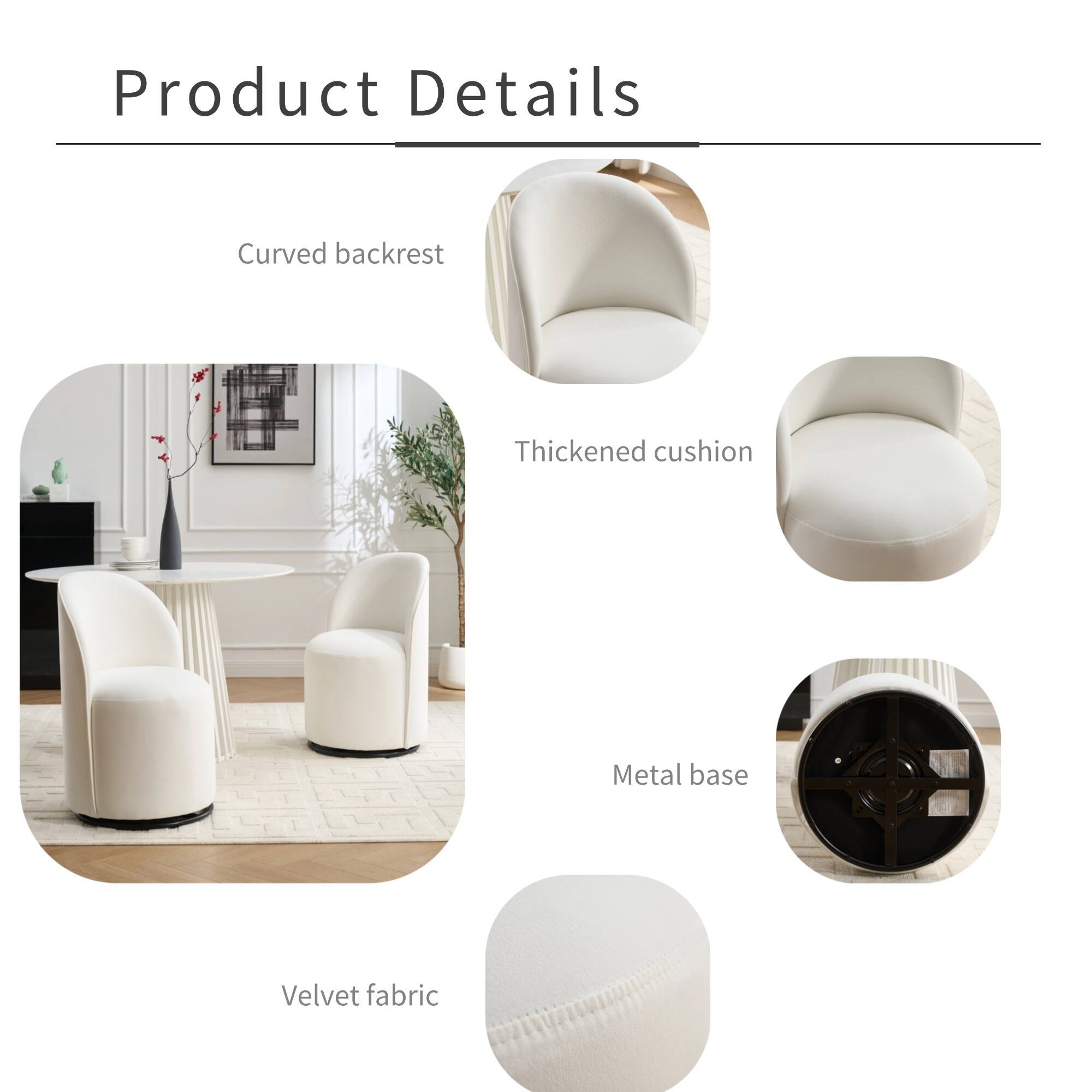 Product Details

- Curved backrest
- Thickened cushion
- Metal base
- Velvet fabric