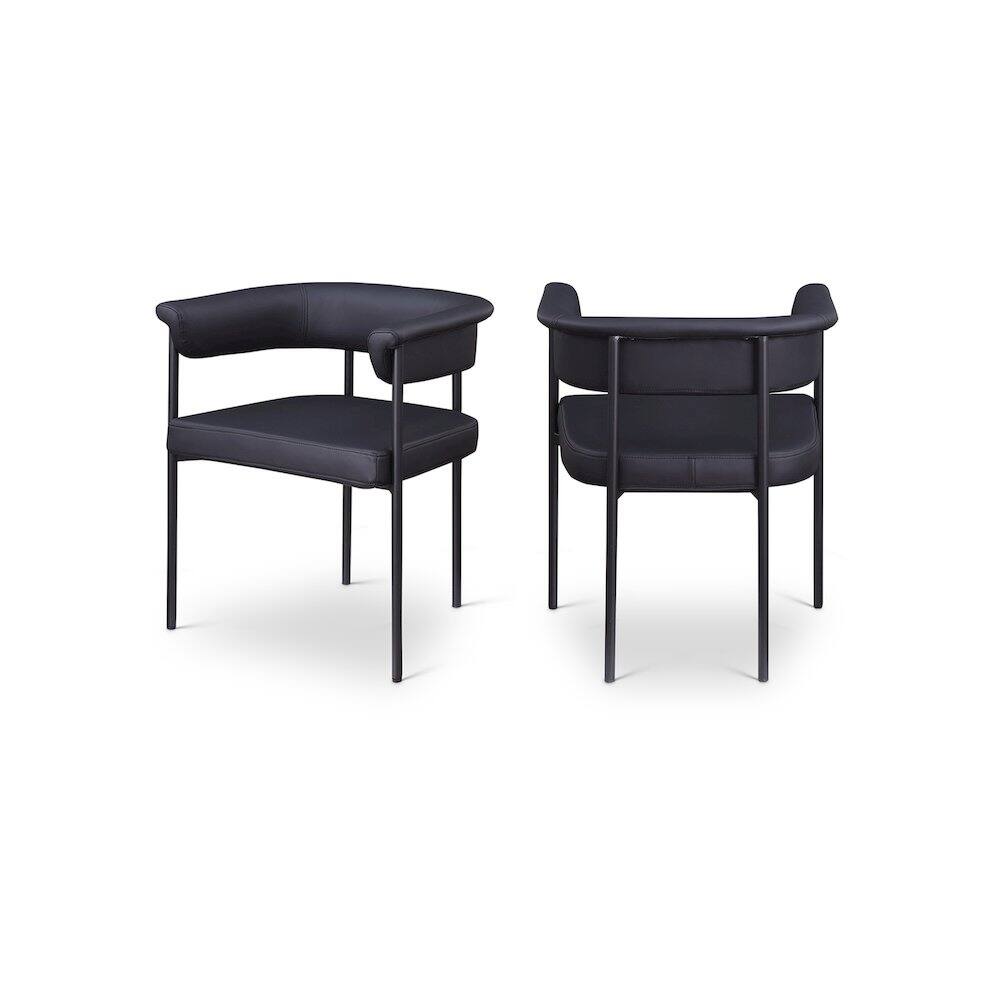 Front. Meridian Furniture - Malin Black Vegan Leather Dining Chair, Set of 2 - Black.