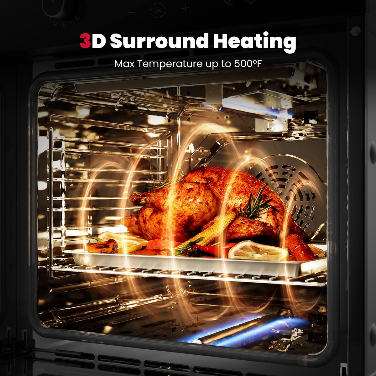 3D Surround Heating  
Max Temperature up to 500°F