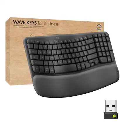 WAVE KEYS for Business
Wireless ergonomic keyboard with cushioned palm rest
Clavier ergonomique sans fil avec repose-poignets rembourré
logi
ergo
1 2 3 4 5 6 7 8 9 0
- - - - - - - - - -
Q W E R T Y U I O P
A S D F G H J K L
Z X C V B N M
- - - - - - - - - -
tab caps lock shift
ctrl fn start alt
- - - - - - - - - -
1 2 3 4 5 6 7 8 9 0
- - - - - - - - - -
! @ # $ % ^ & * ( )
- - - - - - - - - -
- - - - - - - - - -
- - - - - - - - - -
- - - - - - - - - -
- - - - - - - - - -
- - - - - - - - - -
- - - - - - - - - -
- - - - -