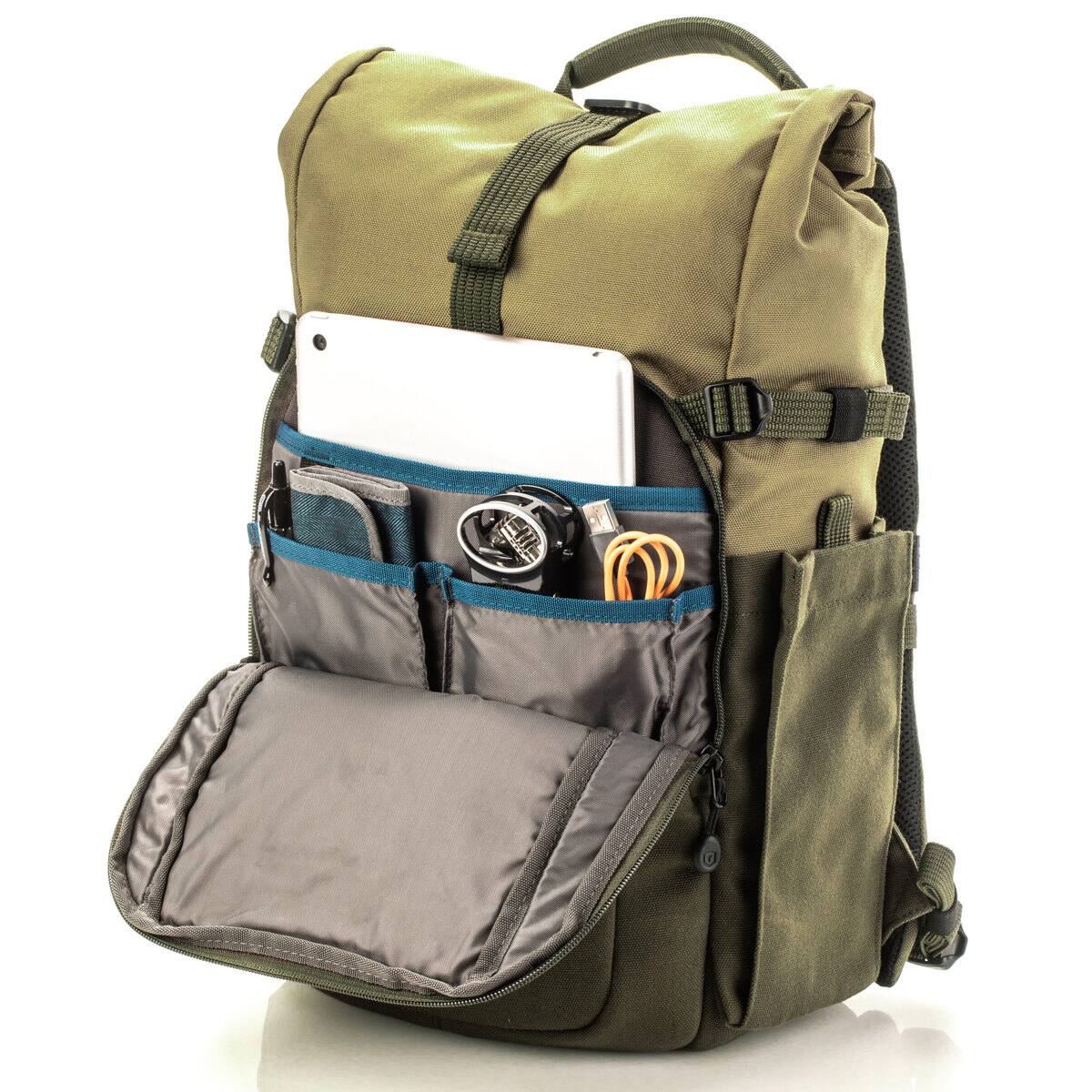 Alt View 2. Tenba - Tenba Fulton V2 10L Backpack for Mirrorless or DSLR Camera with 2-4 Lenses and iPad/iPad Pro 11", Tan/Olive.