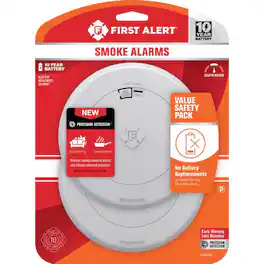 First Alert - 2 Pack 10 year Battery-Powered Photoelectric Smoke Detector 2 pk