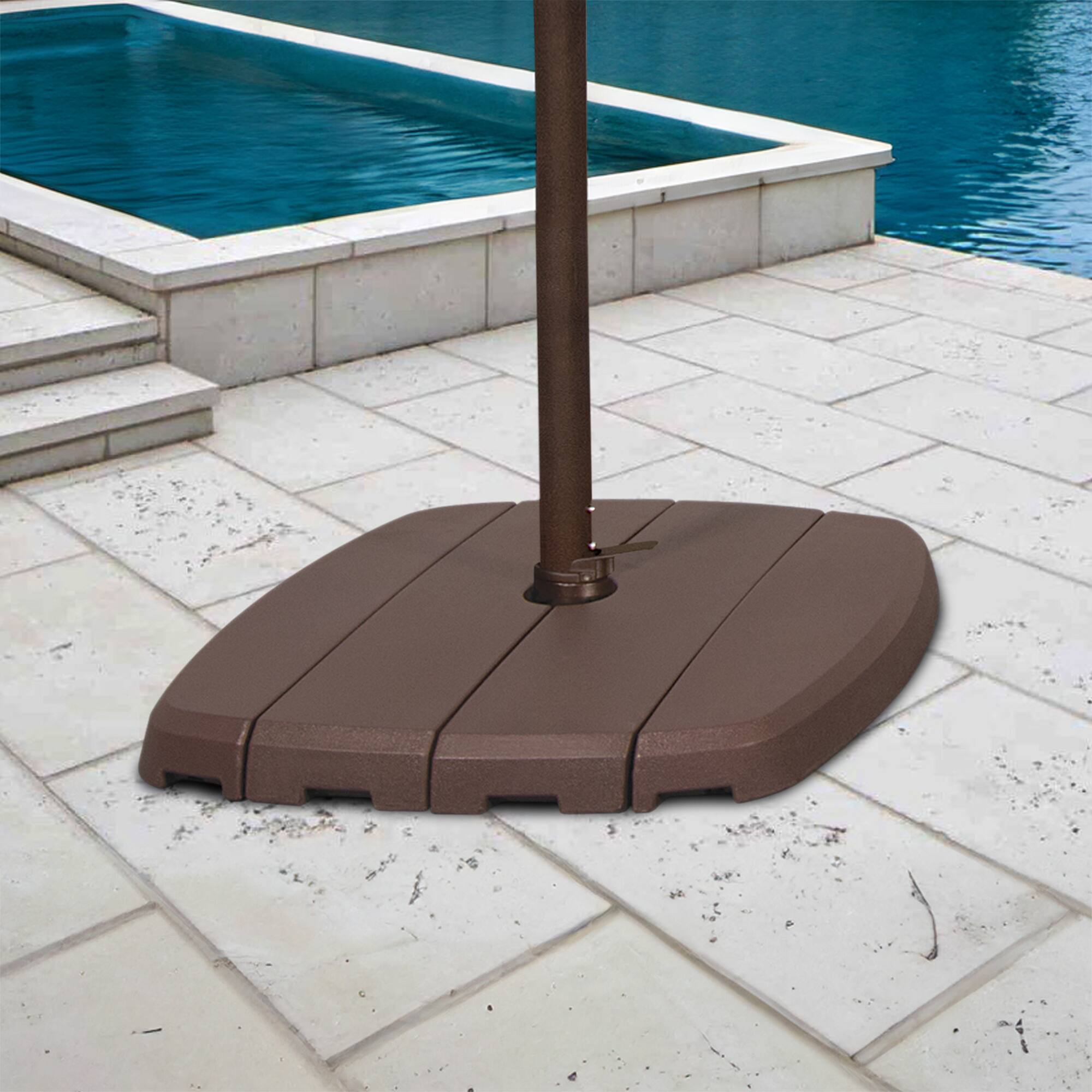 Left. Mondawe - 28lb 4 Section Resin Umbrella Base Requires 220 lbs. of sand - Bronze.