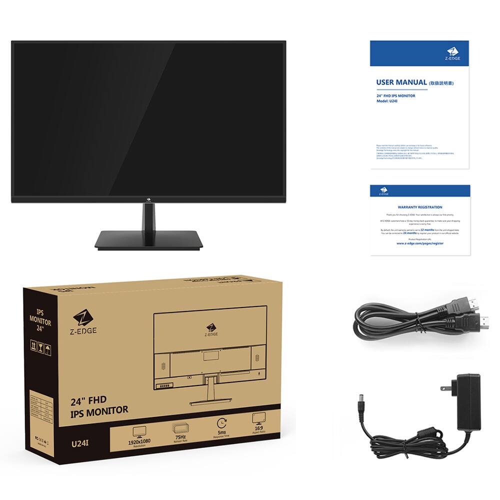 Z-EDGE USER MANUAL (收視視視線) 24" FHD IPS MONITOR Maduu VM - WARRANTY REGISTRATION wt.n T IPS MONITOR 1 24 Z-EDGE 1 I 2eD00 a EIS 24" FHD IPS MONITOR U24I 1920x1080 75HZ - Sme 55