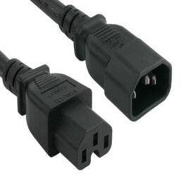 Sanoxy - Cables and Adapters; 15ft 14 AWG 15A 250V Power Cord (IEC320 C14 to IEC320 C15) - Black