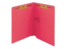 Smead - End Tab Classification Folders, Shelf-Master Reinforced Straight-Cut Tab, Letter Size, 50/Box - Red