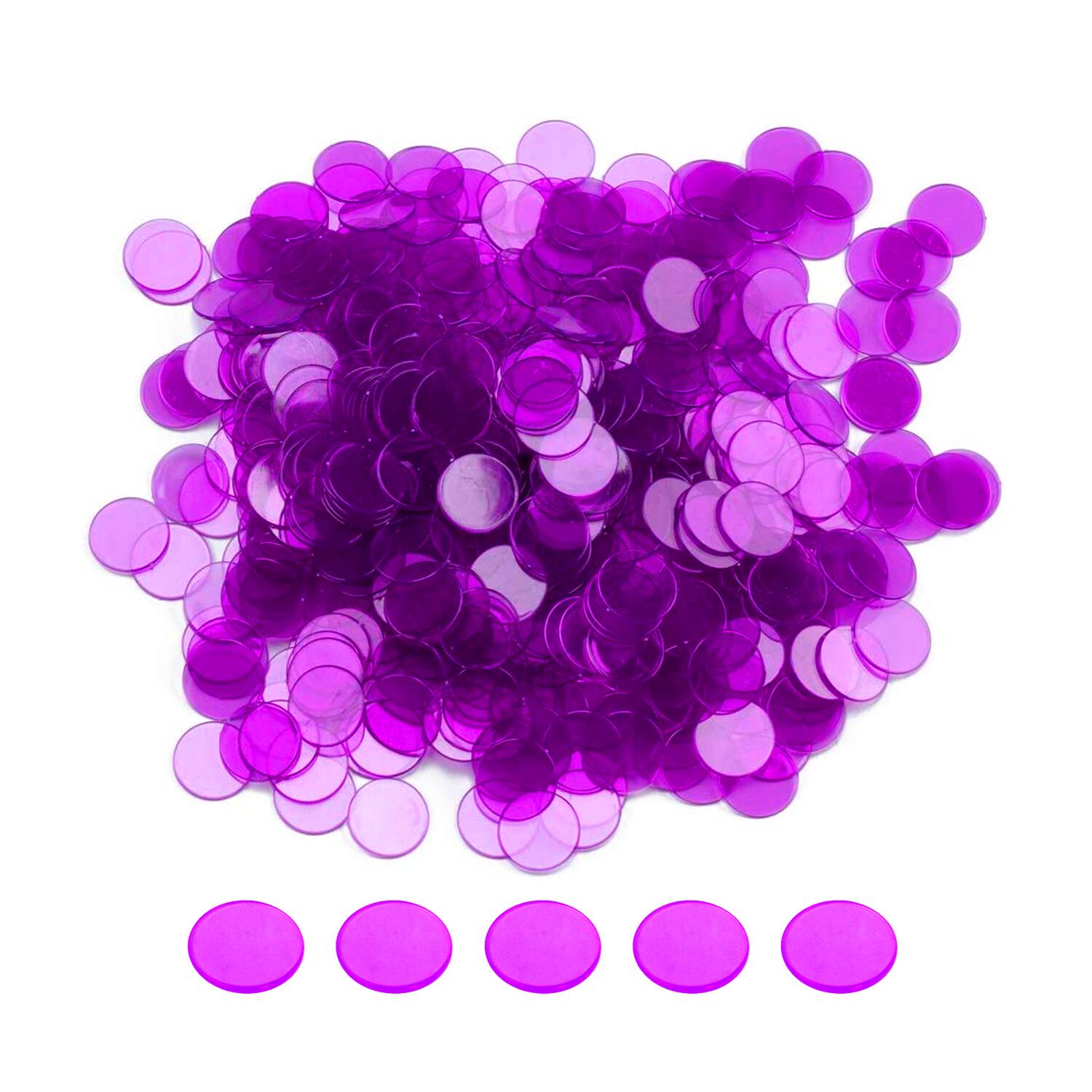 Front. GSE Games & Sports Expert - 500 Pieces of 3/4-inch Plastic Transparent Bingo Chips for Bingo Game Party (Purple).