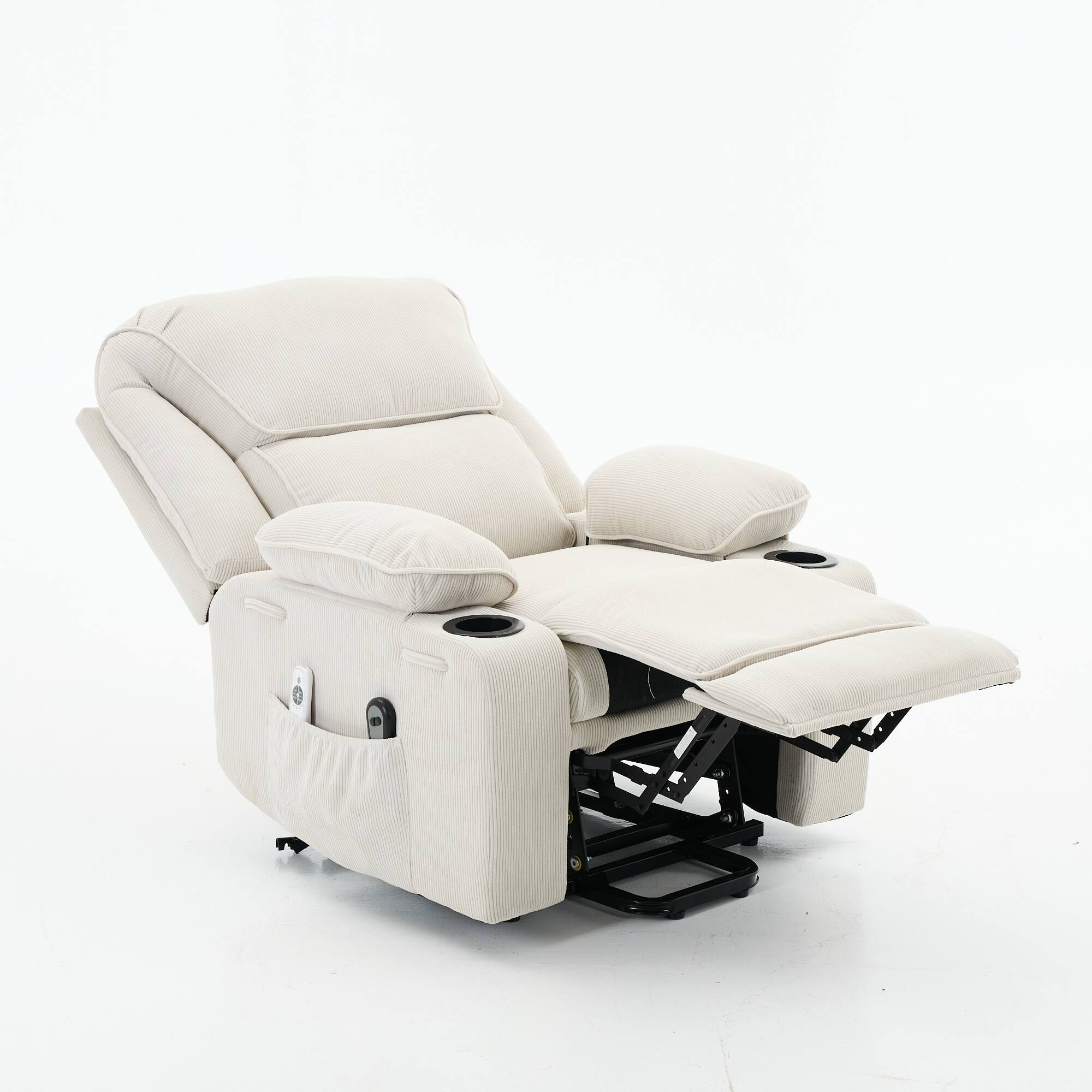 Back. GOODSILO - Remote-Controlled Power Lift Recliner Chair with Heating and Massage for Elderly and Seniors - Ivory.