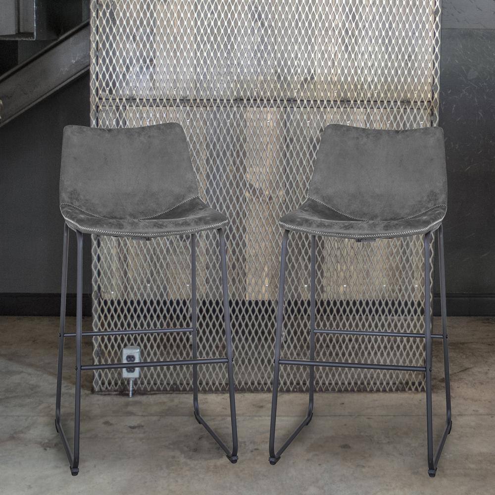 Left. AmeriHome - Classic Faux Leather 30 Inch Pub Height Chair Set - 2 Piece - Gray.