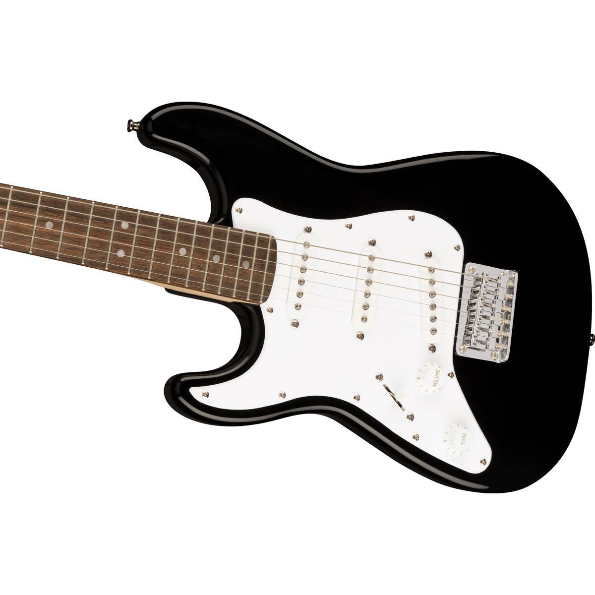 Alt View 3. Squier - Squier Mini Stratocaster Left-Handed Electric Guitar, Laurel Fingerboard, Black.