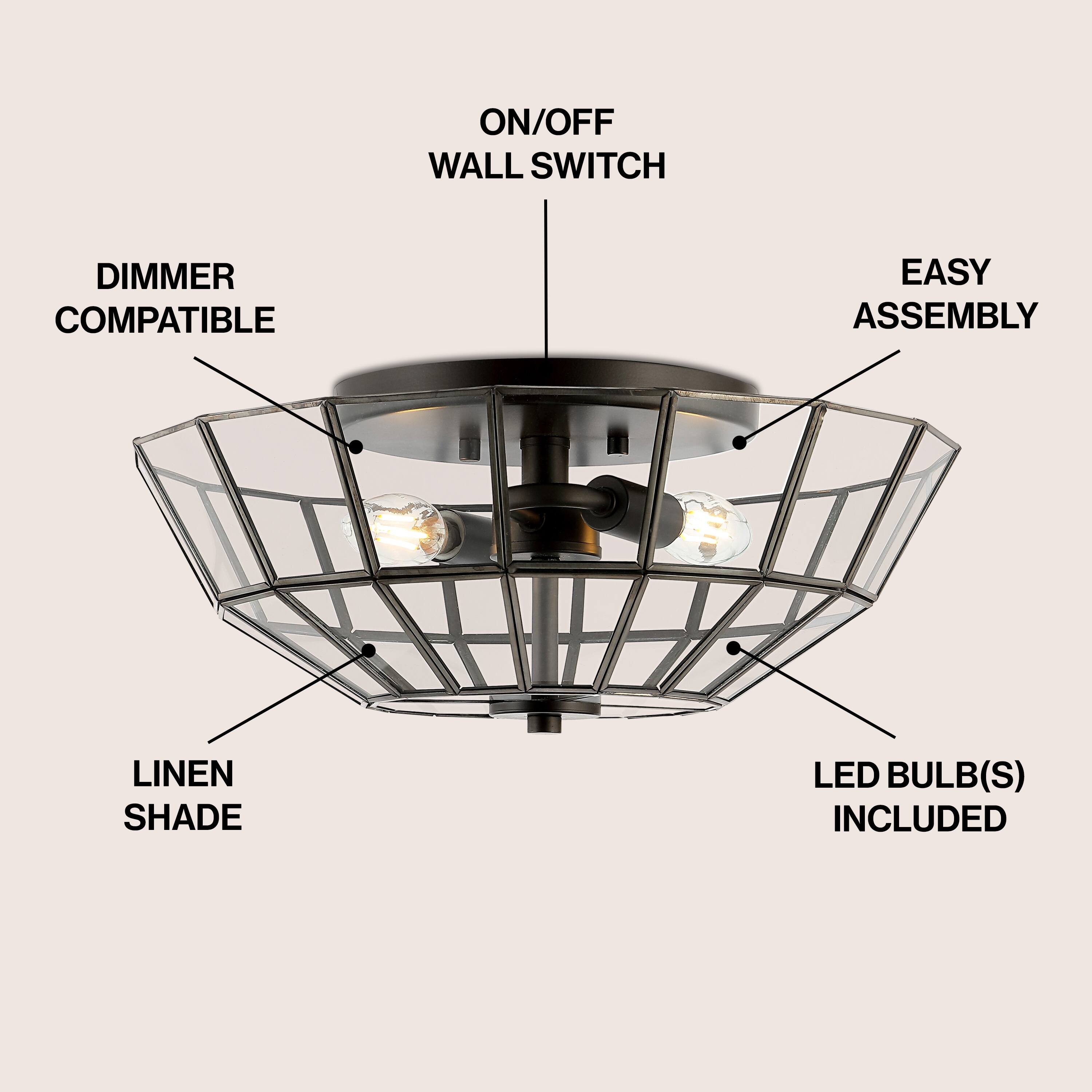 ON/OFF WALL SWITCH  
DIMMER COMPATIBLE  
EASY ASSEMBLY  
LINEN SHADE  
LED BULB(S) INCLUDED