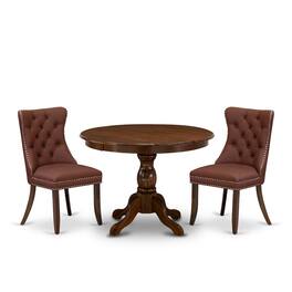 East West Furniture - 3 Piece Kitchen Table & Chairs Set - Brown