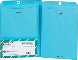 Quality Park - Fashion Clasp & Moistenable Glue Catalog Envelope, 9" x 12", 10/Pack - Blue
