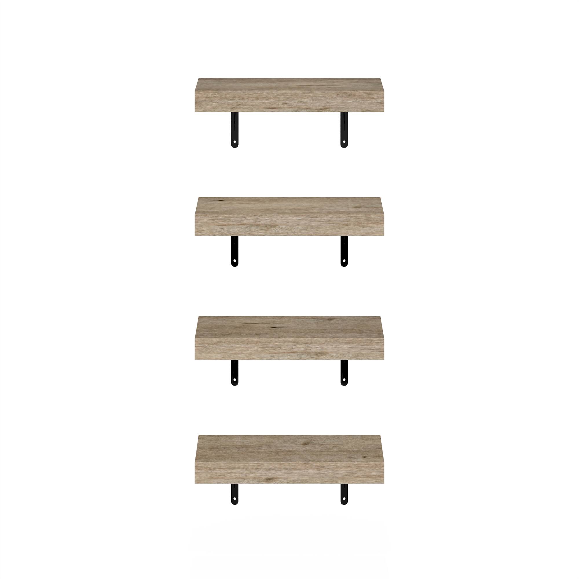 Alt View 2. Furinno - Tanna 15-Inch Wall Mounted Floating Display Shelves, Set of 4 - Natural.