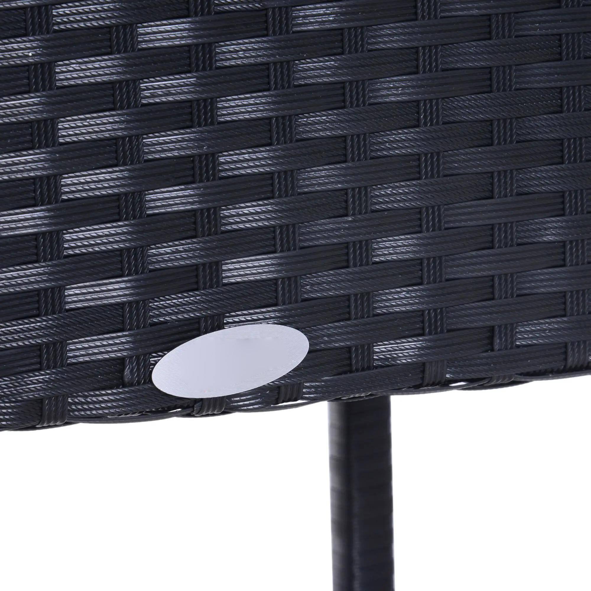 Back. Resenkos - Resenkos 3pcs Rattan Bar Set, A Bar Height Table, Two Matching Stools, Glass, Rattan, Aluminum, Black - Black.