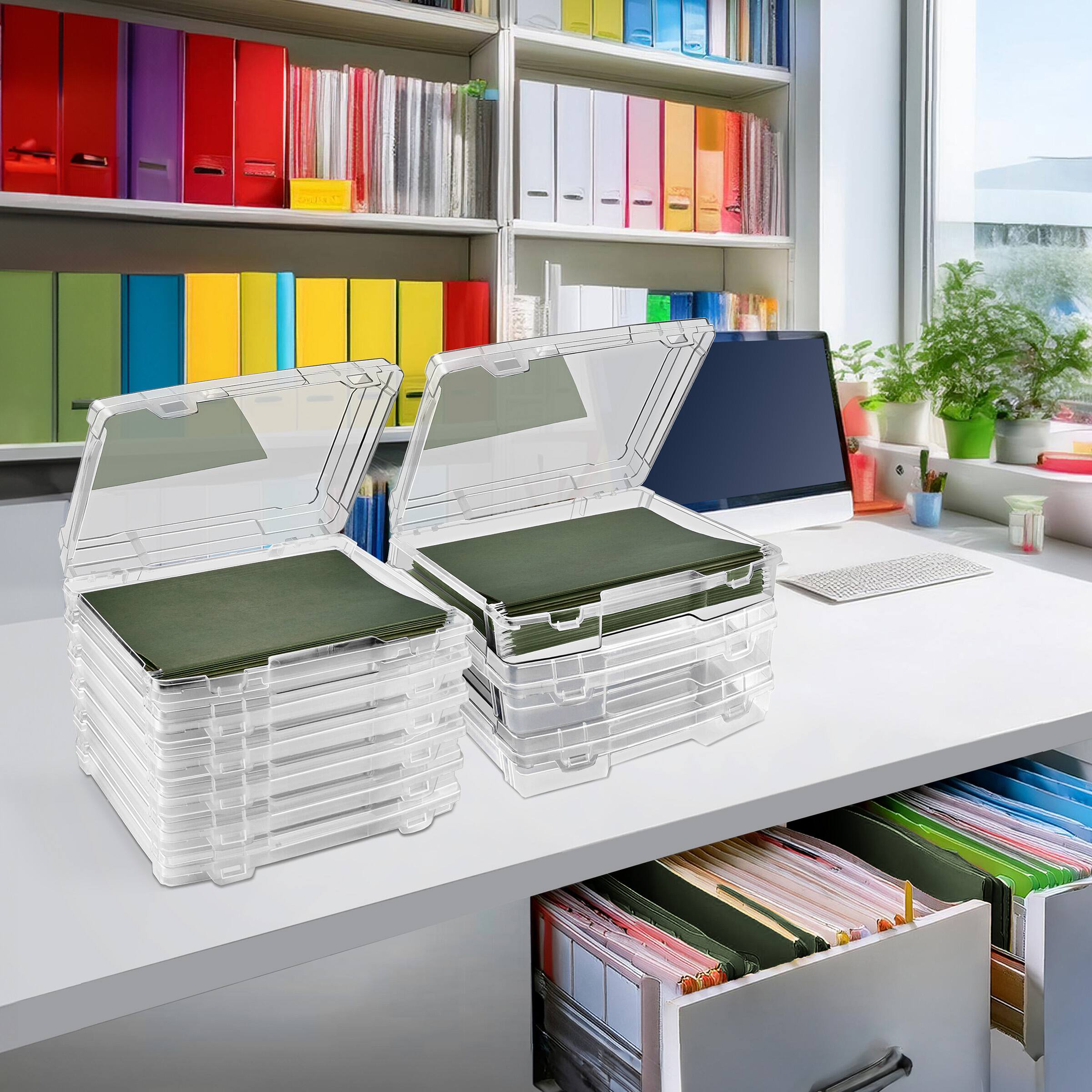 Angle. Sorbus - Sorbus 9-Piece Variety Pack Hanging File Organizer Bin, Interior 10"x12", Clear Plastic for Document Storage - Clear.