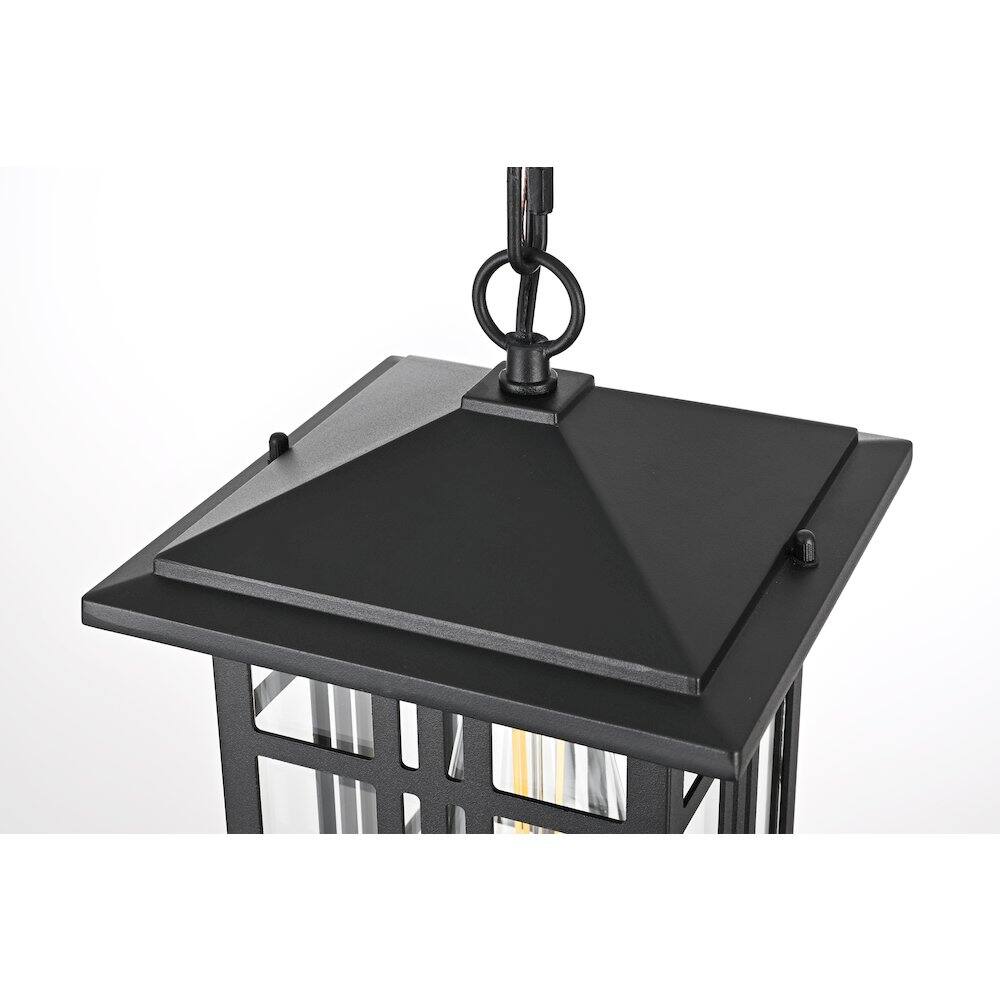 Alt View 4. Elegant Lighting - Harley 12 inch Outdoor Pendant in Black - Black And Clear.