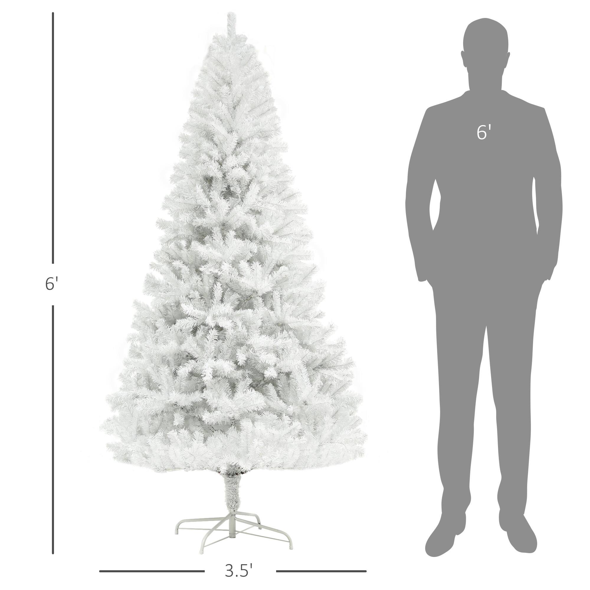 Alt View 2. Homcom - Unlit Artificial Christmas Tree, 1000 Tips Auto Open Steel Base - White.