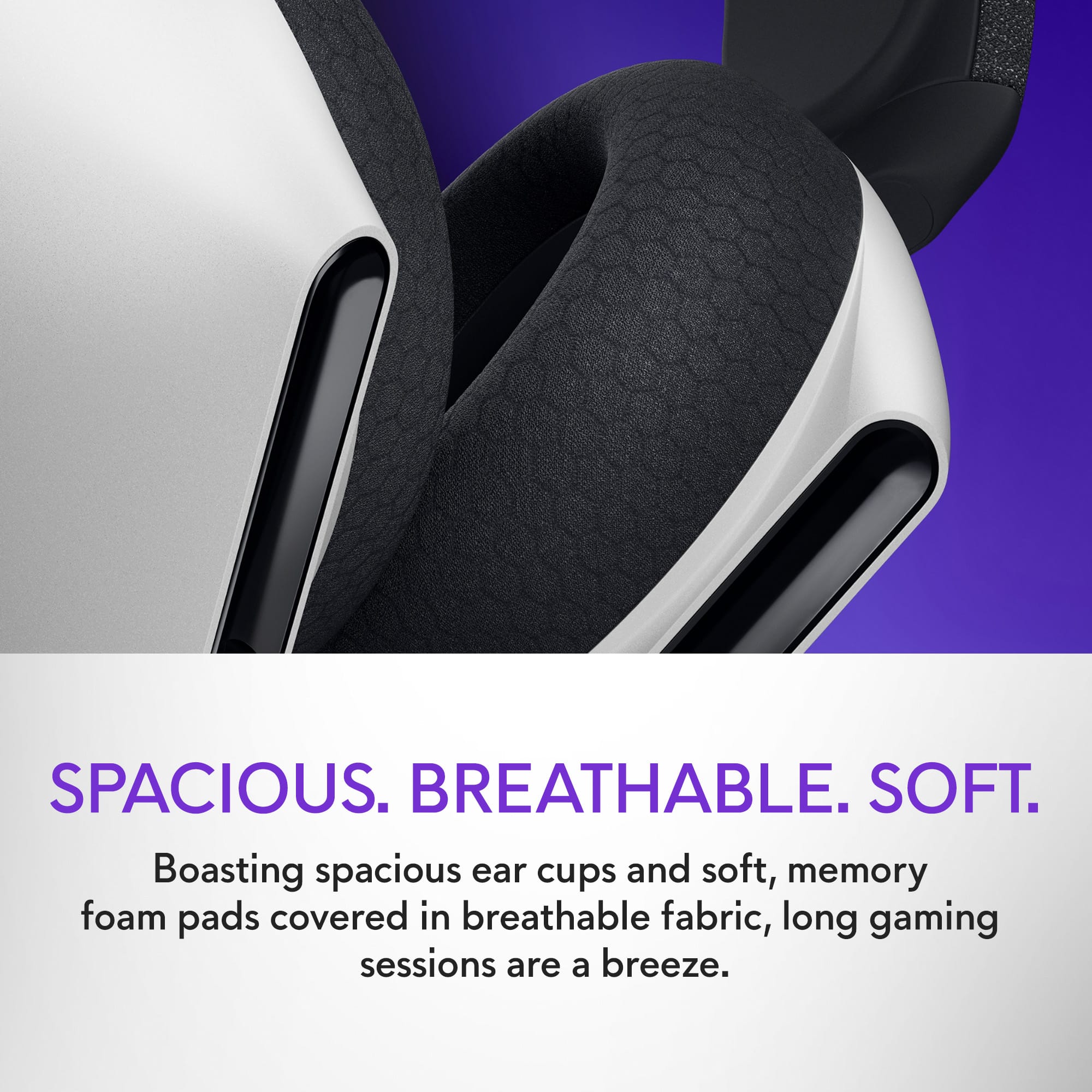 Boasting spacious ear cups and soft, memory foam pads covered in breathable fabric, long gaming sessions are a breeze.