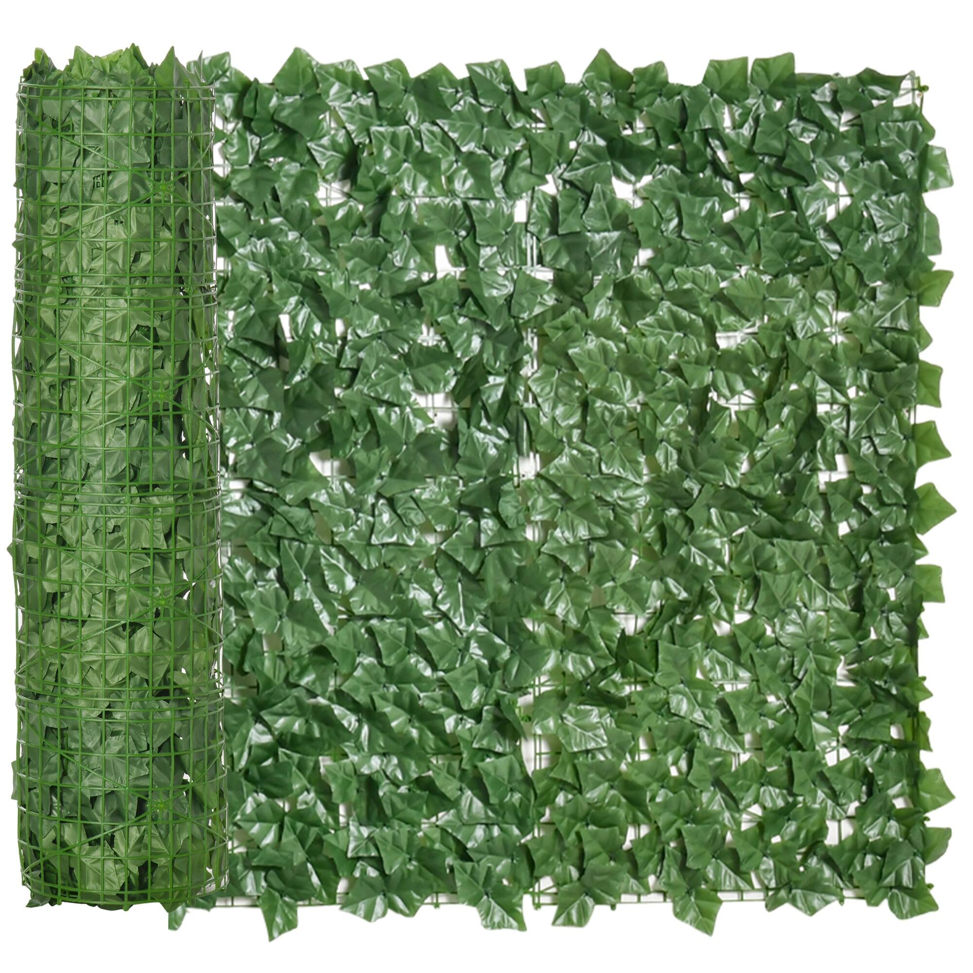 Front. Outsunny - Grass Wall Panels, 118" x 39" Artificial Grass Wall Decor,Greenery Backdrop Panels Wall for Outdoor - Dark Green.