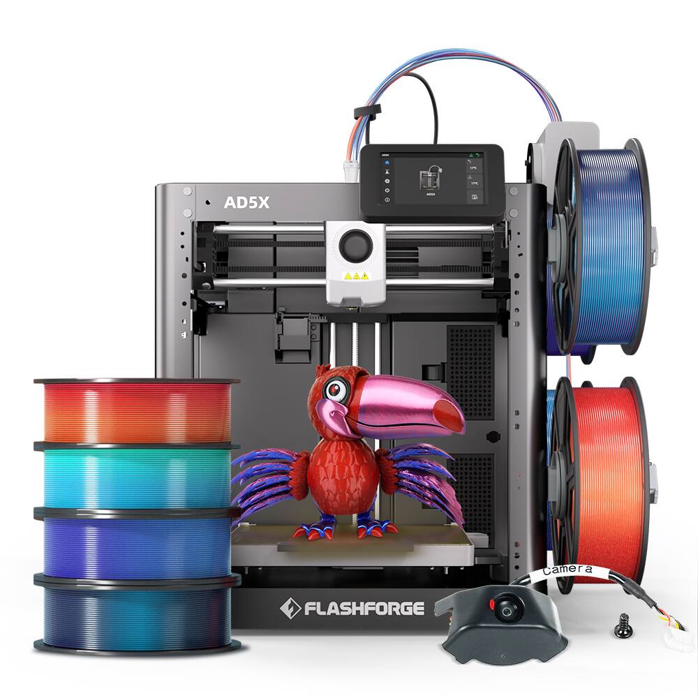 Sure, here is the corrected and grouped text from the image:

- AD5X
- FLASHFORGE
- Camera