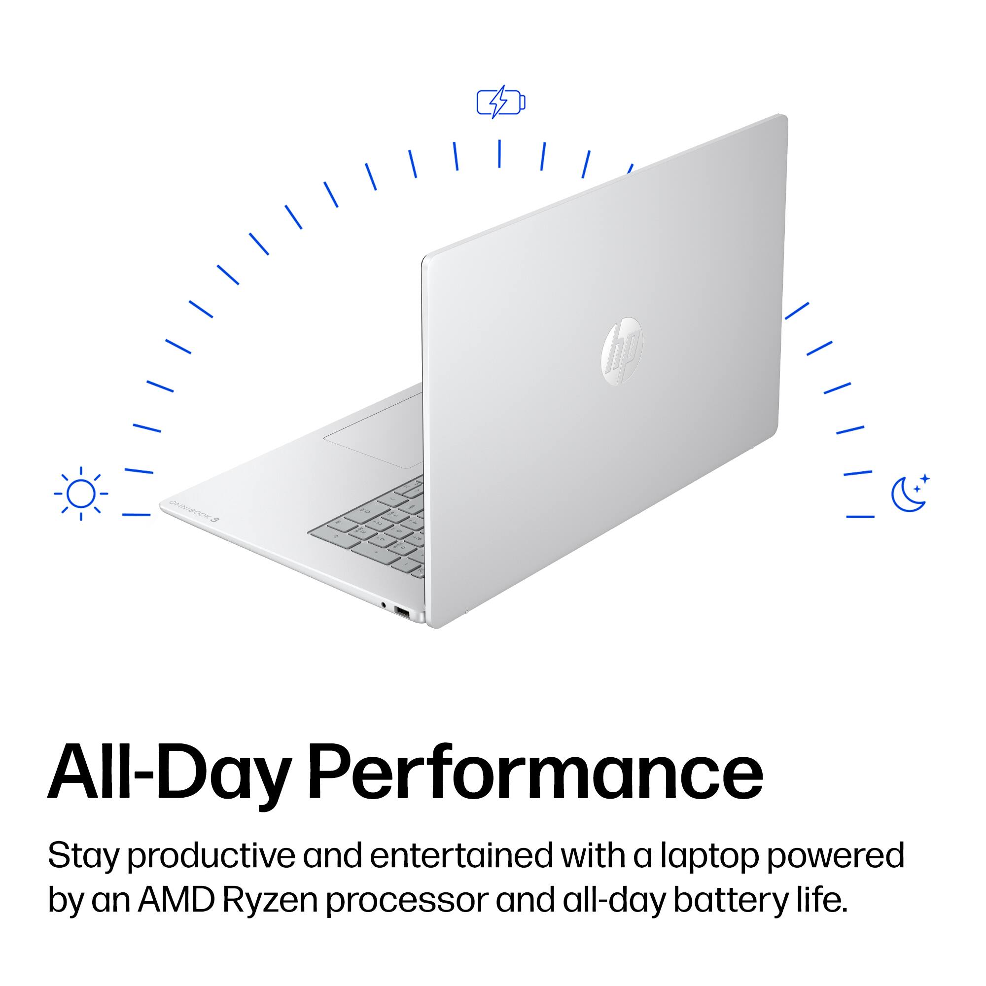 4 CAIN 4 - 1 . - - - All-Day Performance Stay productive and entertained with a laptop powered by an AMD Ryzen processor and all-day battery life.