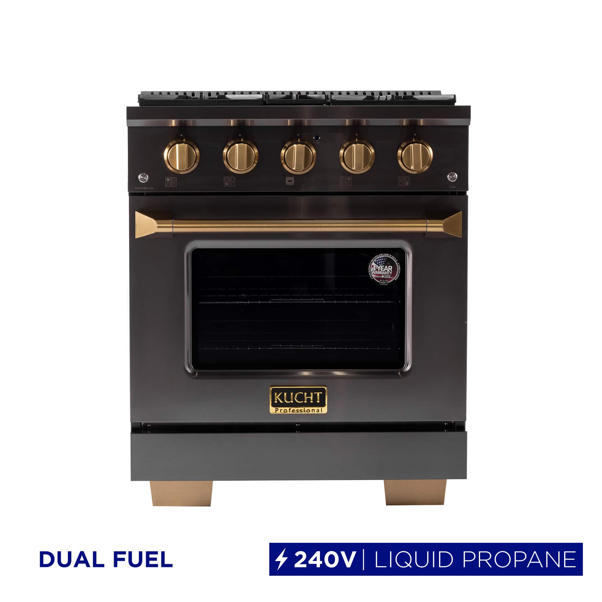 Kucht - Gemstone 30" Dual Fuel Range for Propane Gas, Sealed Burners & Convection Oven – Gemstone Finish - Gemstone