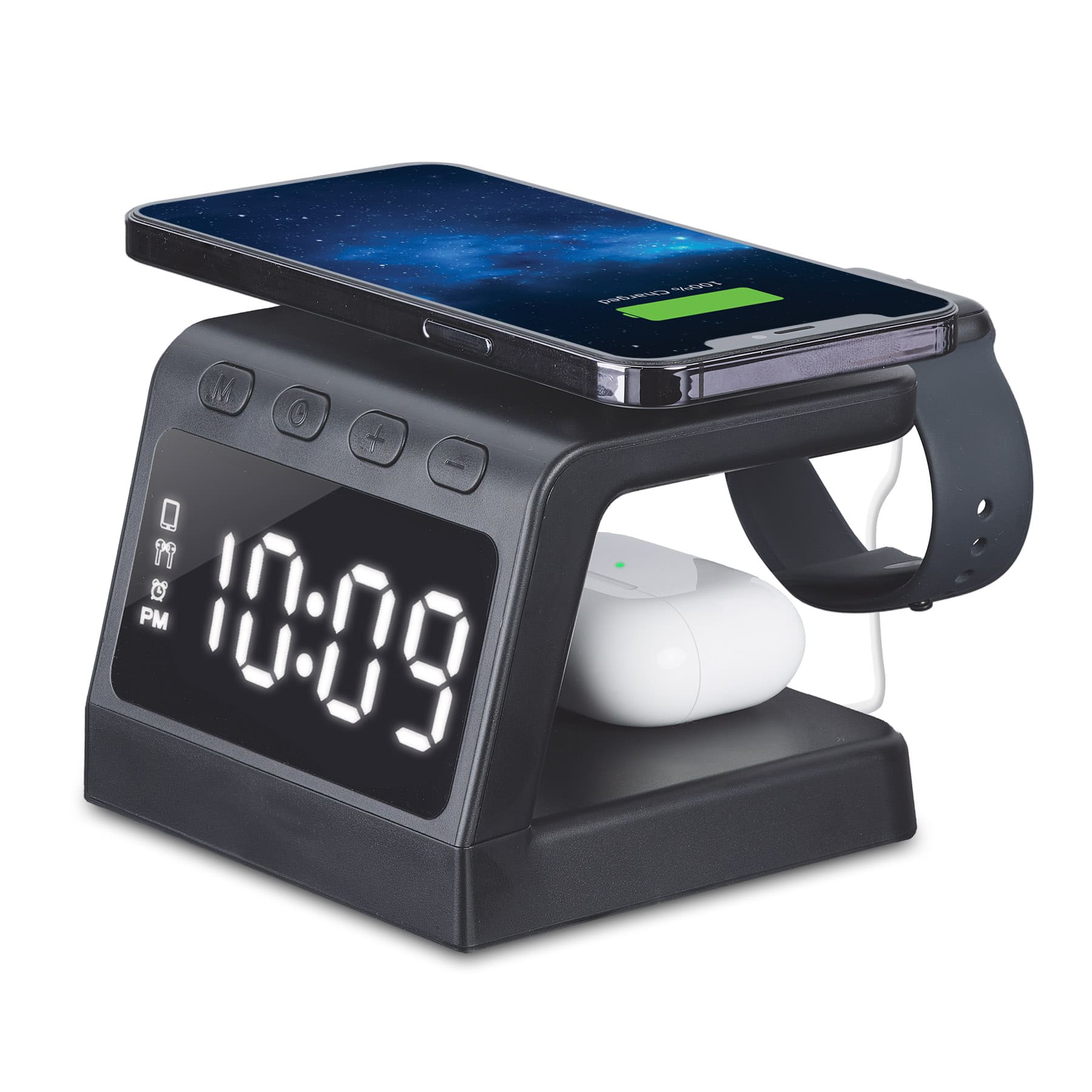Timex - Alarm Clock with Wireless Charging Station for iPhone and AirPods (TWW30) - Black