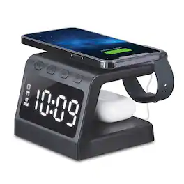 Timex - Alarm Clock with Wireless Charging Station for iPhone and AirPods (TWW30) - Black