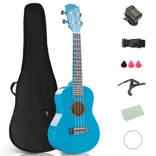 "Winado - 23"" Basswood 4-String Concert Ukulele Kit Includes Gig Bag, Strap, Picks, Strings and Cleaning Cloth - Blue" price history on PriceWatchPro