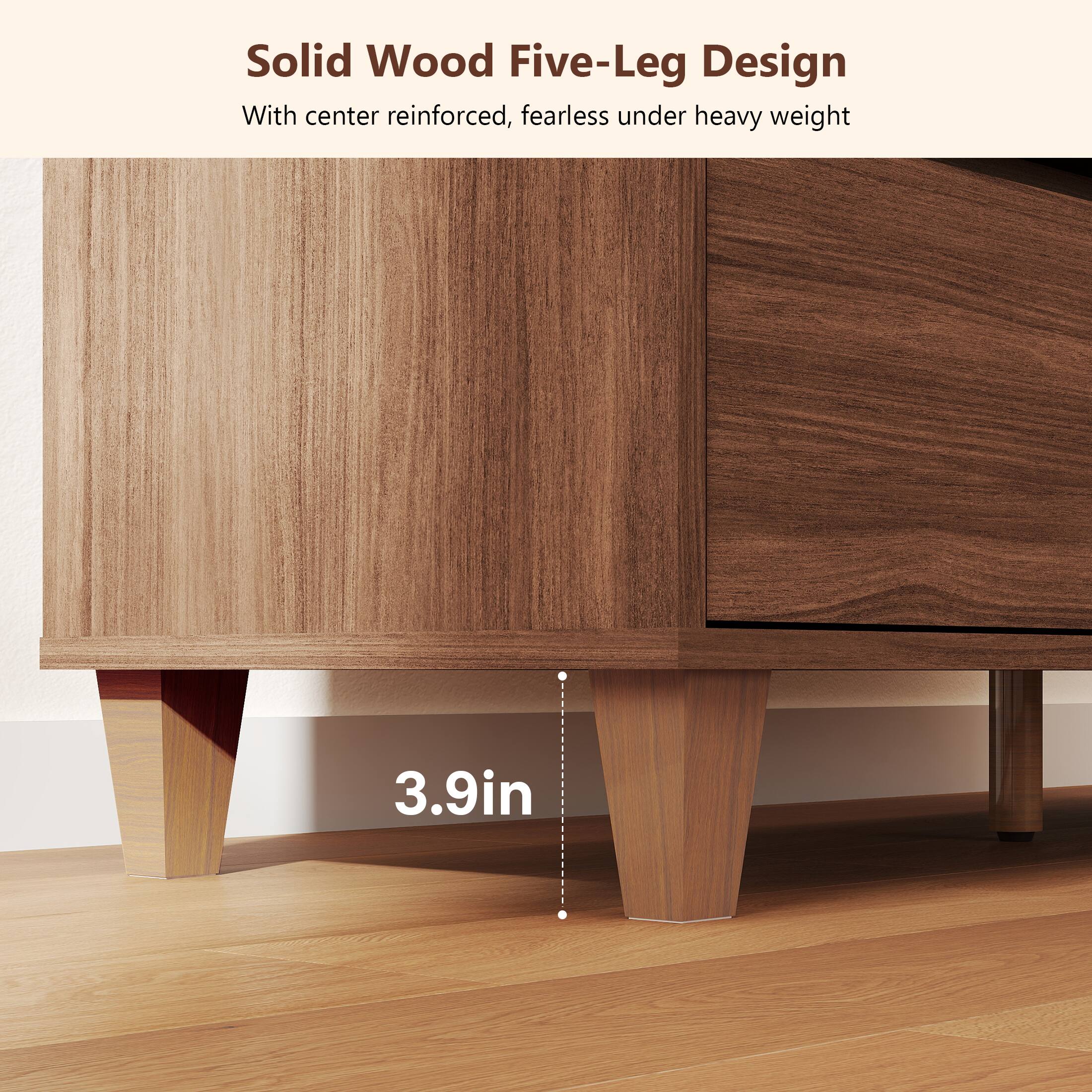 Solid Wood Five-Leg Design
With center reinforced, fearless under heavy weight
3.9in