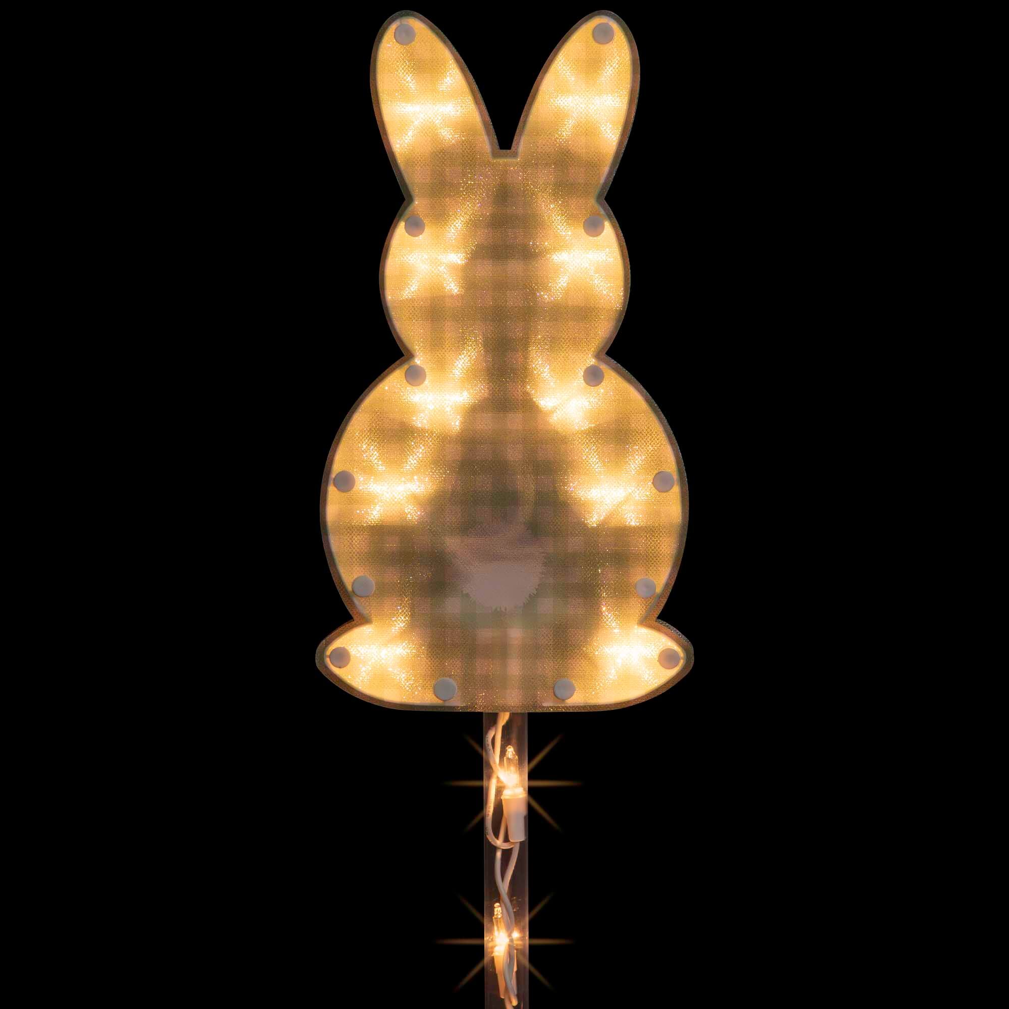 Alt View 4. Northlight - Lighted Plaid Easter Bunny Outdoor Pathway Markers - 28.5" - Set of 4 - Black.