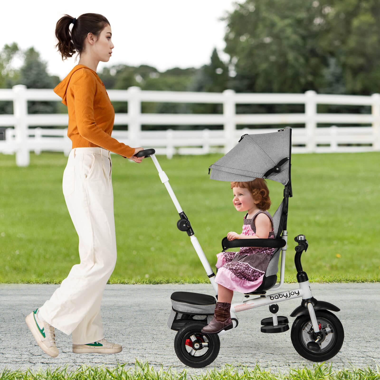 Alt View 1. Costway - Costway 5-in-1 Folding Trike for Toddlers 1-5 Years Old with Safety Harness Storage - Gray.