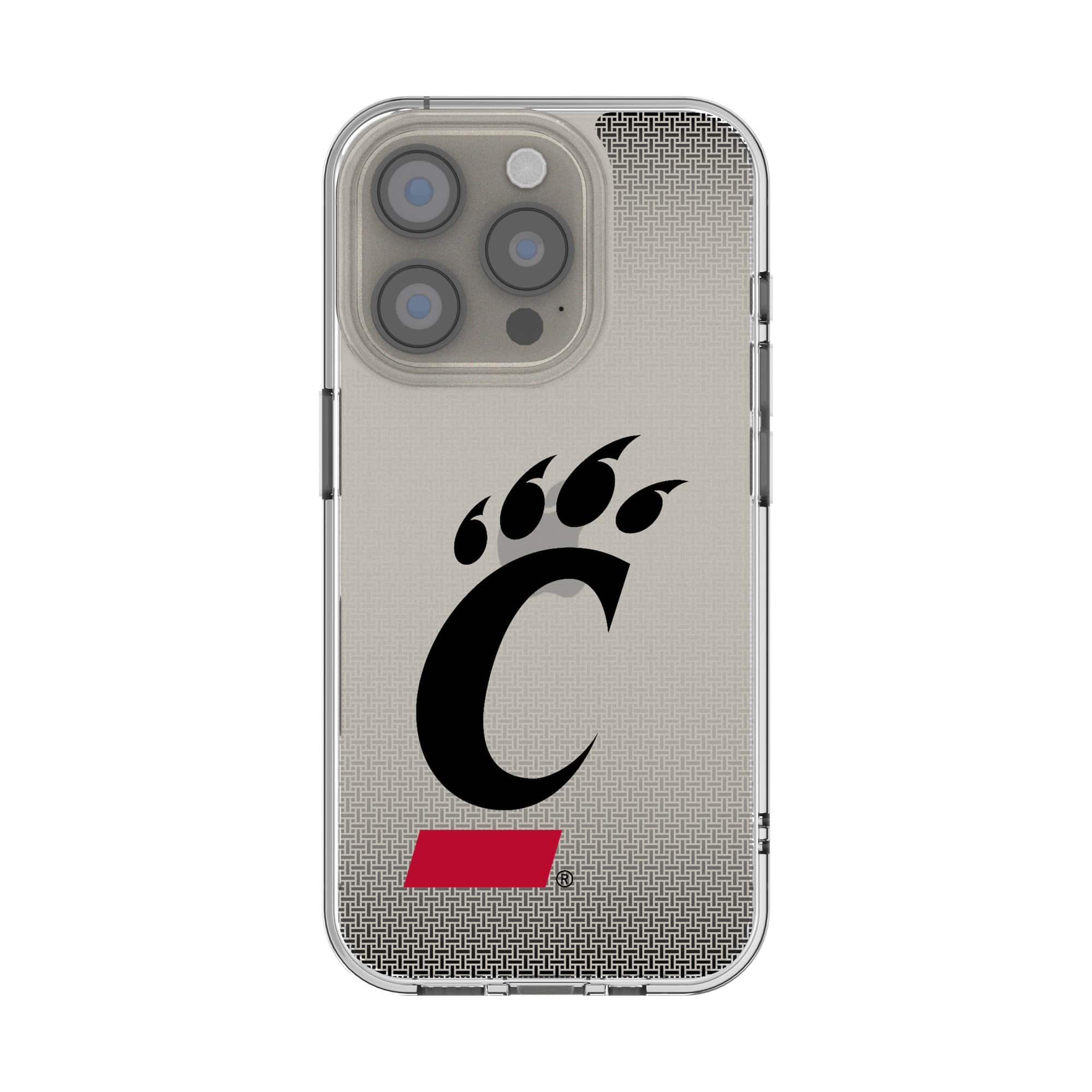 Front. Keyscaper - Cincinnati Bearcats Linen Logo iPhone Clear Case - 13 mini - Multicolor.