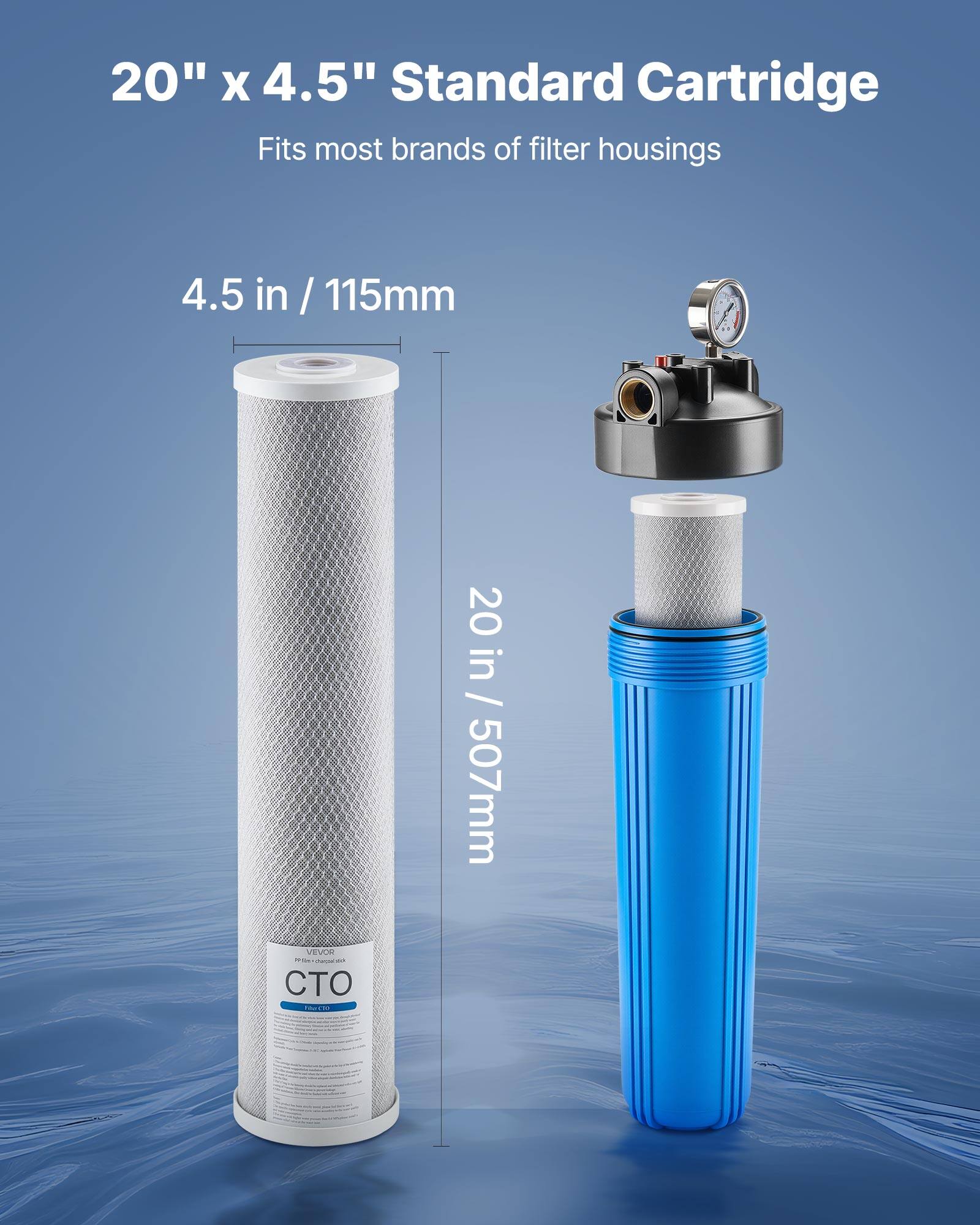 20" x 4.5" Standard Cartridge  
Fits most brands of filter housings  

4.5 in / 115mm  
20 in / 507mm  

CTO