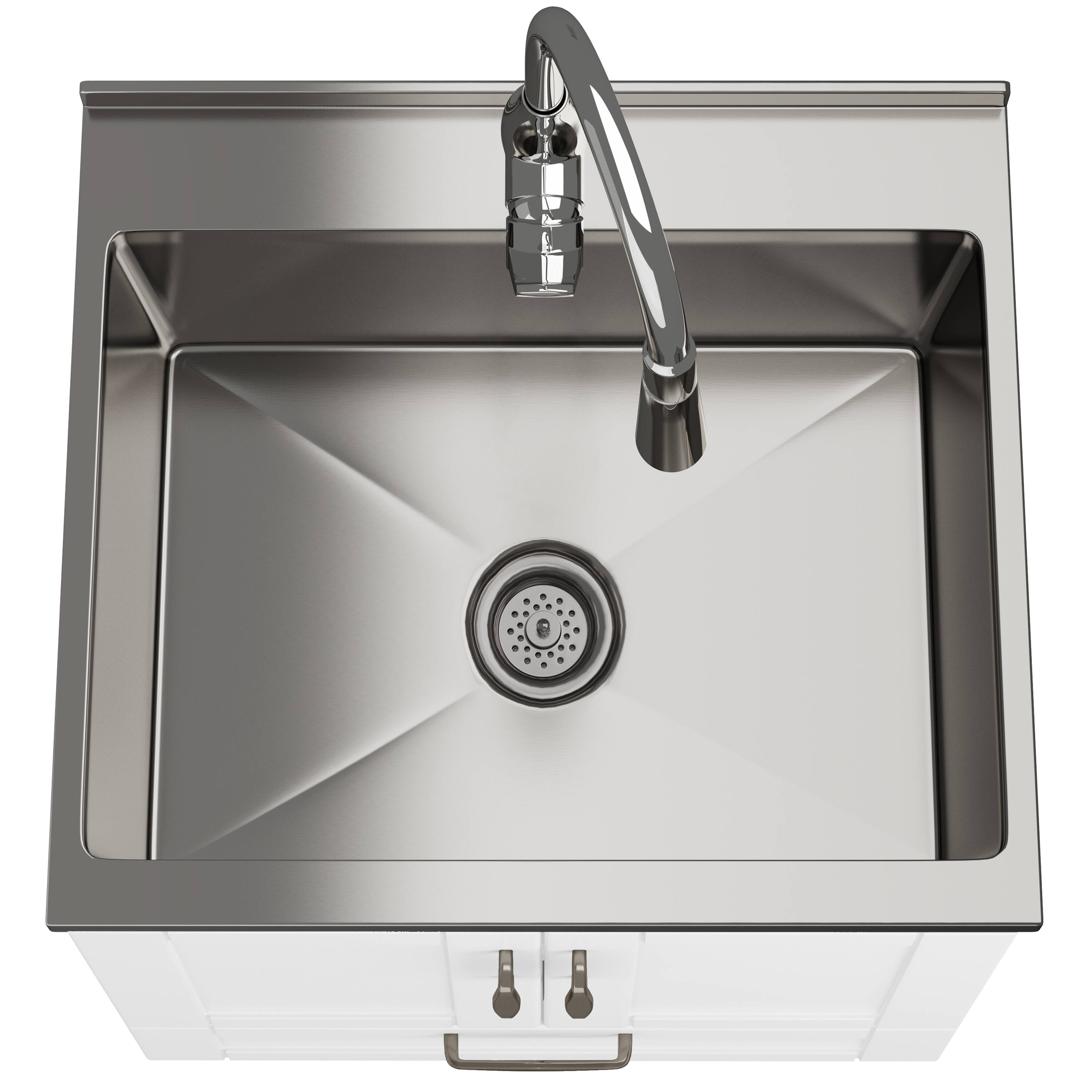 Alt View 1. Simpli Home - Reed All-In-One 24-inch Laundry Utility Sink and Cabinet - Pure White.