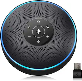 EMEET - Bluetooth Speakerphone M2 Conference Speaker for 5-8 People Business Conference 360º Voice Pickup 4 AI Micro - Black