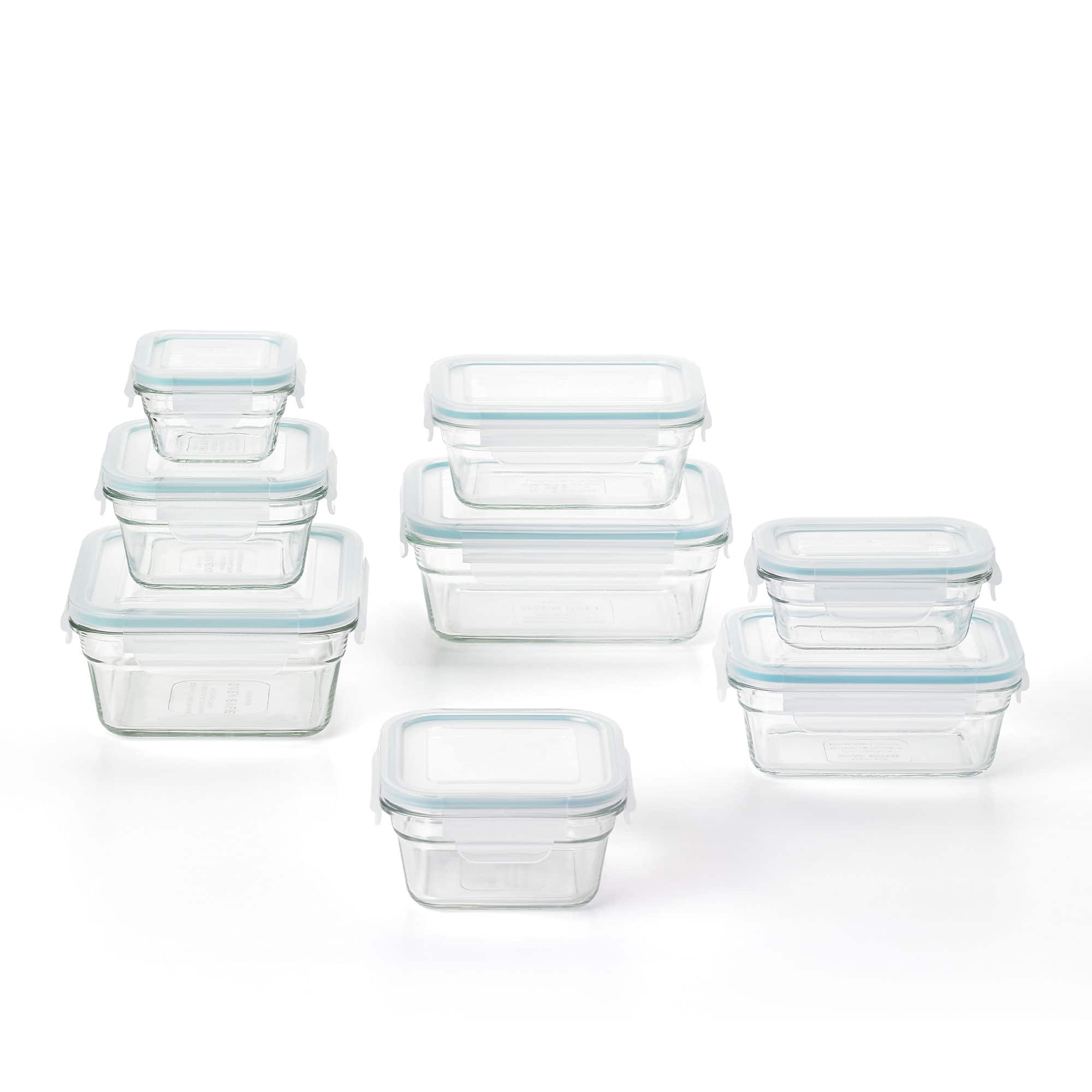 Glasslock - Tempered Glass Food Storage Containers with Locking Lids, 16 Piece Set - Clear