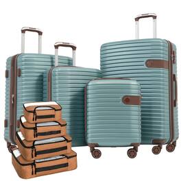 HTUTWOO - 4 Piece Luggage Set - ABS Hard Shell Expandable Suitcase with Packing Cubes, TSA Lock, Spinner Wheels, 16/20/24/28" - Blue