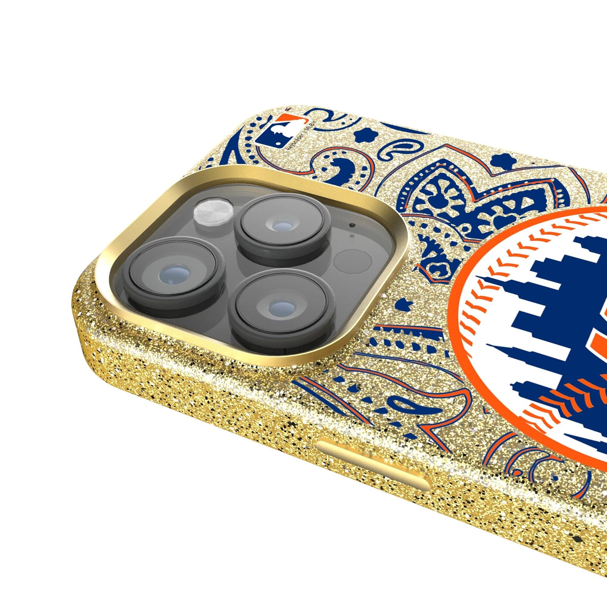 Alt View 3. Keyscaper - Paisley Bling iPhone Case - 14 Plus - Gold.