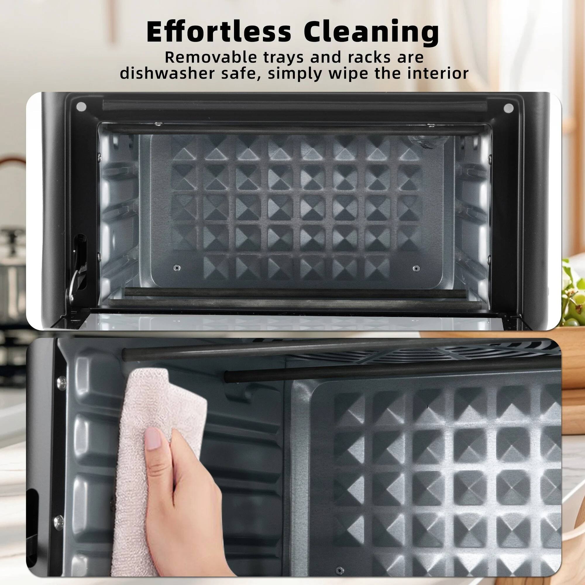 Effortless Cleaning  
Removable trays and racks are dishwasher safe, simply wipe the interior