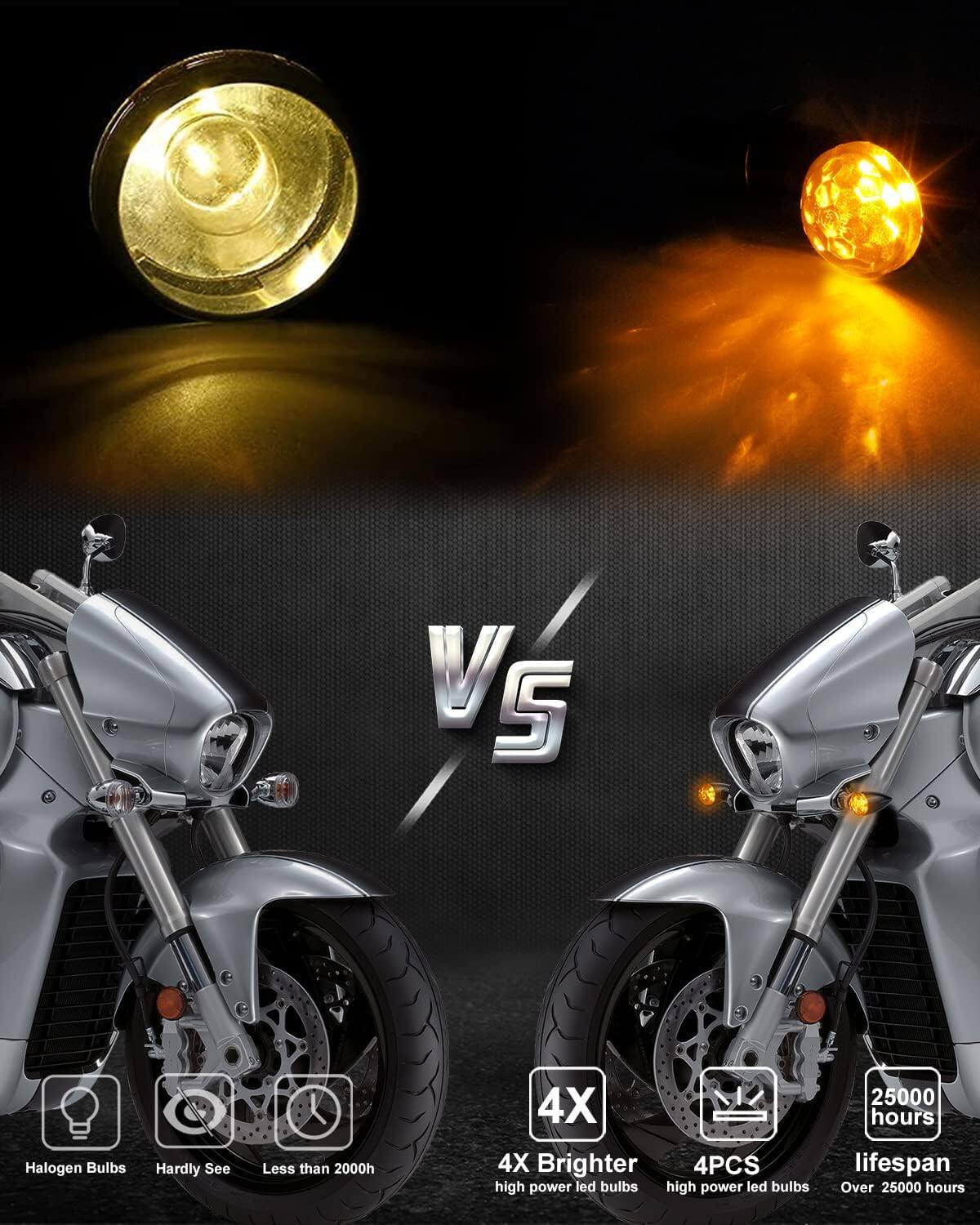 V5 Halogen Bulbs  
Hardly See Less than 2000h  

4X Brighter  
4PCS high power led bulbs  
25000 hours lifespan  
Over 25000 hours