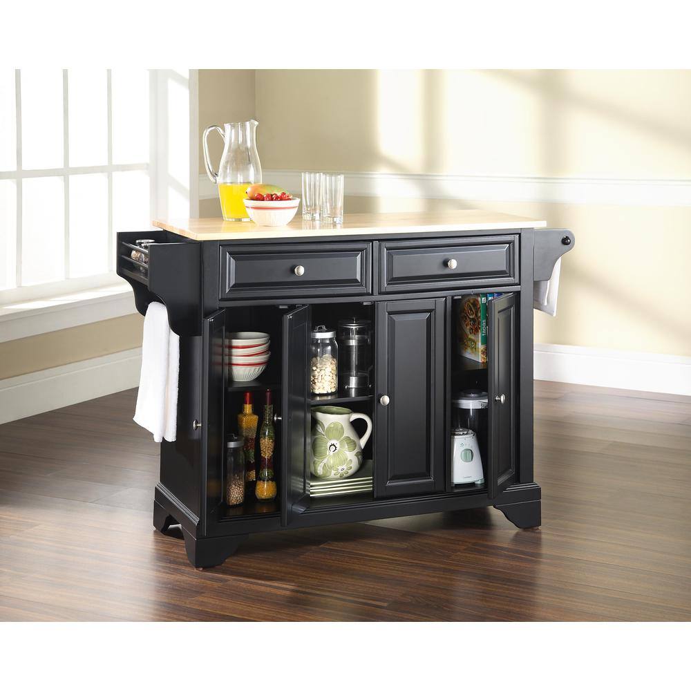 Angle. Crosley Furniture - Lafayette Wood Top Full Size Kitchen Island/Cart - Black.
